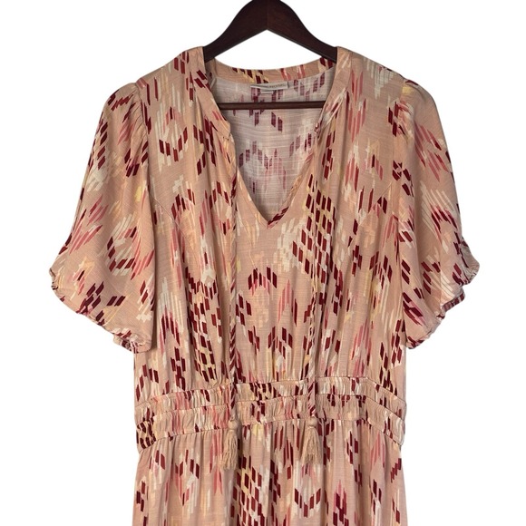 Knox Rose Maxi Dress Boho V Neck Flutter Sleeve Tiered Size Large - Picture 7 of 12